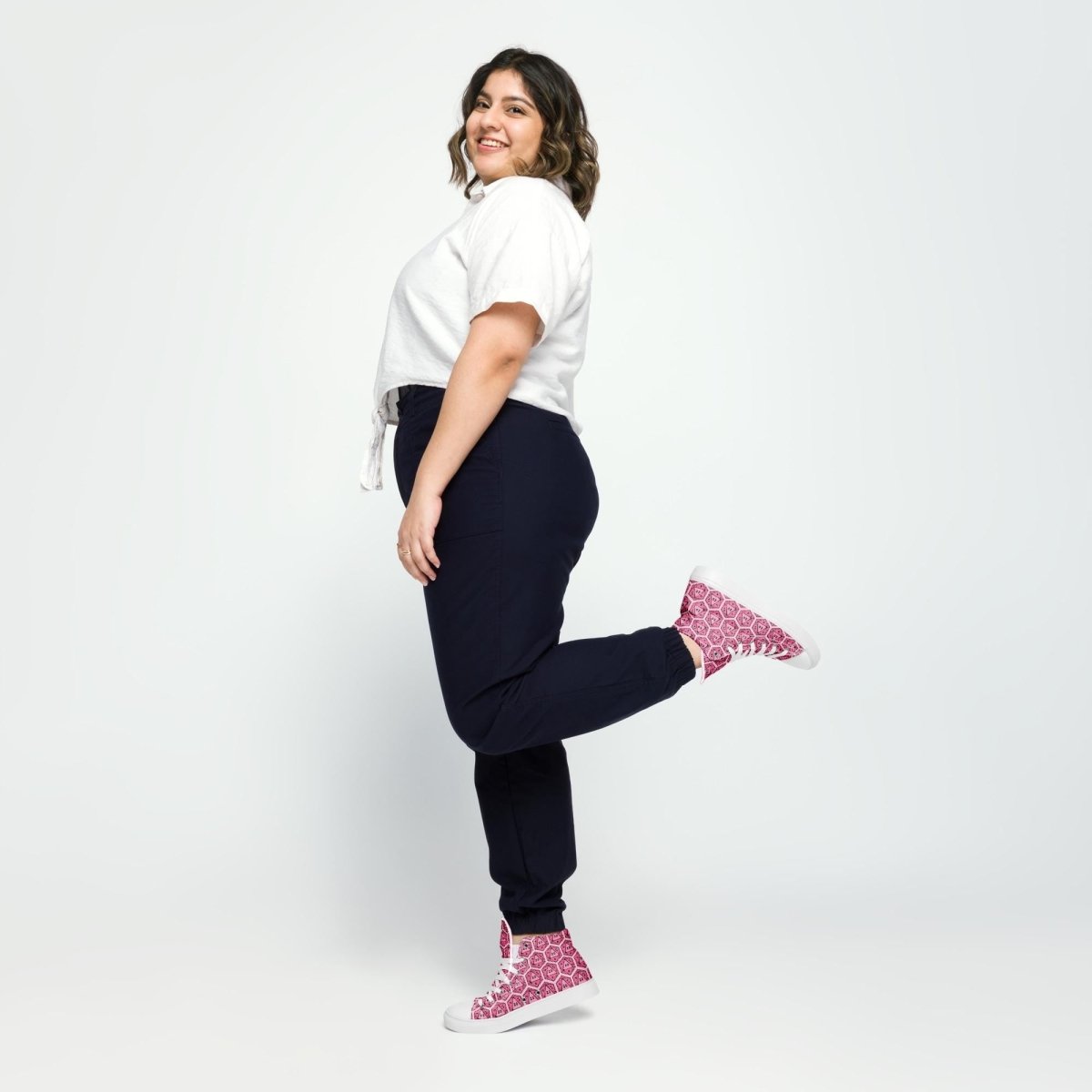 Pink D20 Dice High Top Sneakers | Tabletop RPG Shoes - Resplendent Aurora