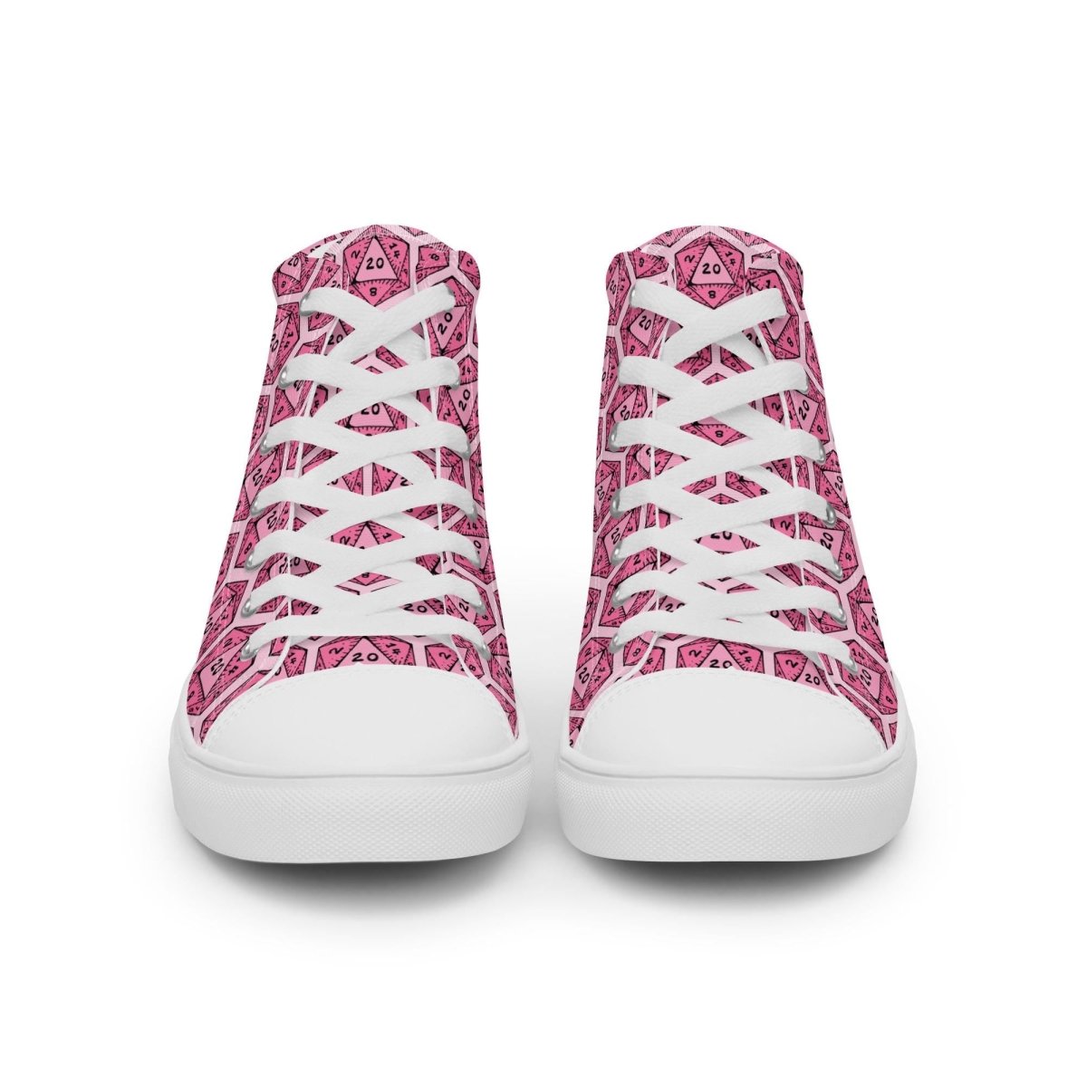 Pink D20 Dice High Top Sneakers | Tabletop RPG Shoes - Resplendent Aurora