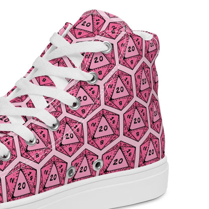 Pink D20 Dice High Top Sneakers | Tabletop RPG Shoes - Resplendent Aurora