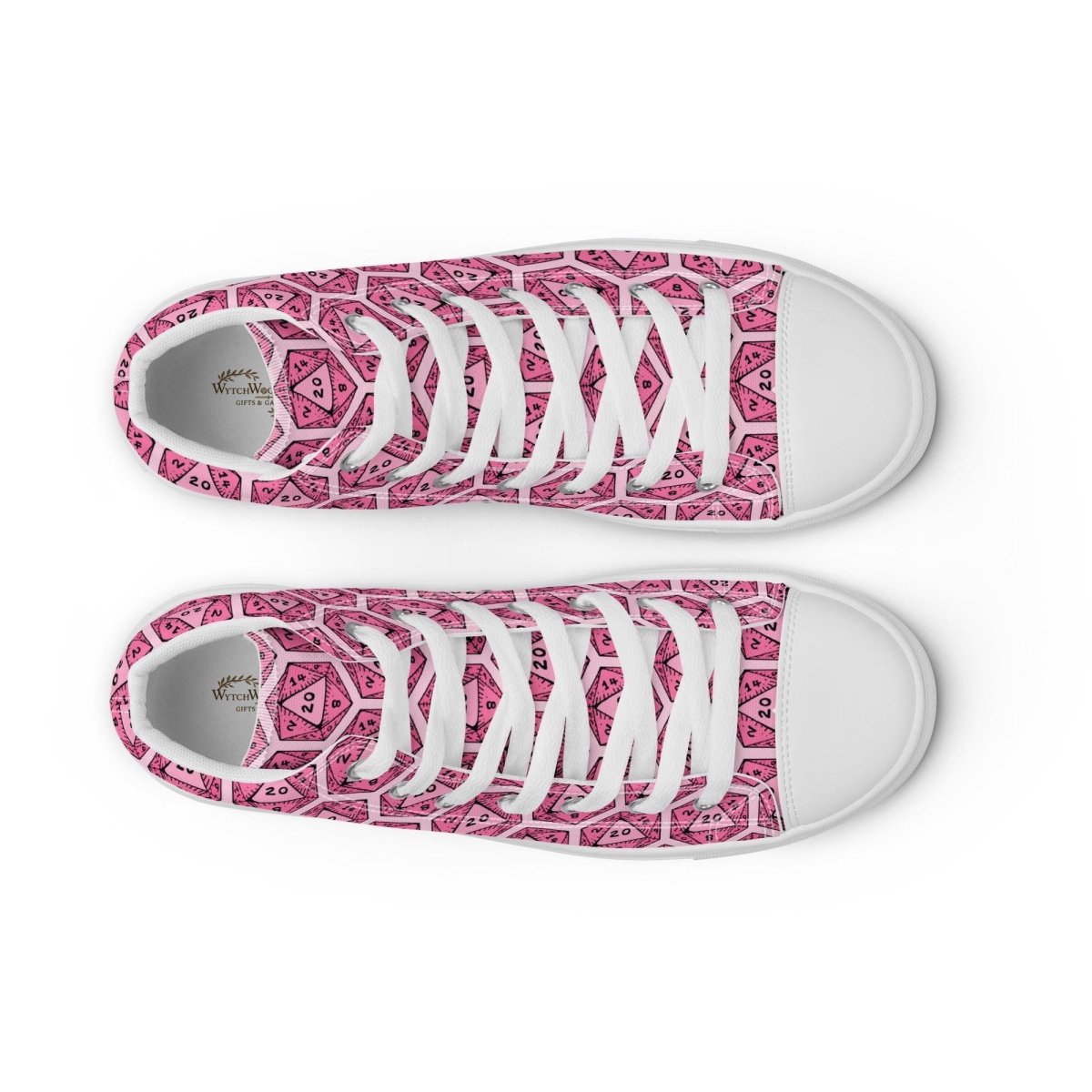 Pink D20 Dice High Top Sneakers | Tabletop RPG Shoes - Resplendent Aurora