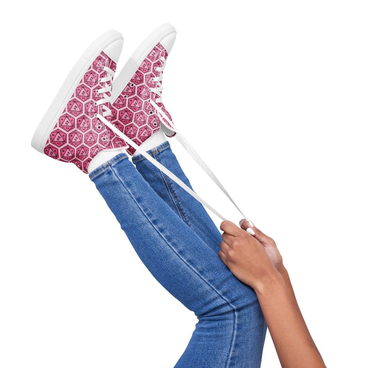 Pink D20 Dice High Top Sneakers | Tabletop RPG Shoes - Resplendent Aurora