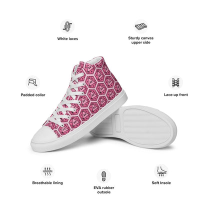 Pink D20 Dice High Top Sneakers | Tabletop RPG Shoes - Resplendent Aurora
