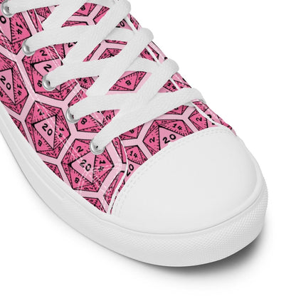 Pink D20 Dice High Top Sneakers | Tabletop RPG Shoes - Resplendent Aurora