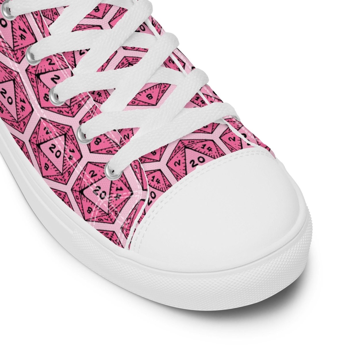 Pink D20 Dice High Top Sneakers | Tabletop RPG Shoes - Resplendent Aurora