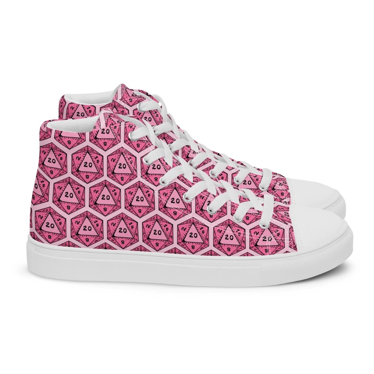 Pink D20 Dice High Top Sneakers | Tabletop RPG Shoes - Resplendent Aurora