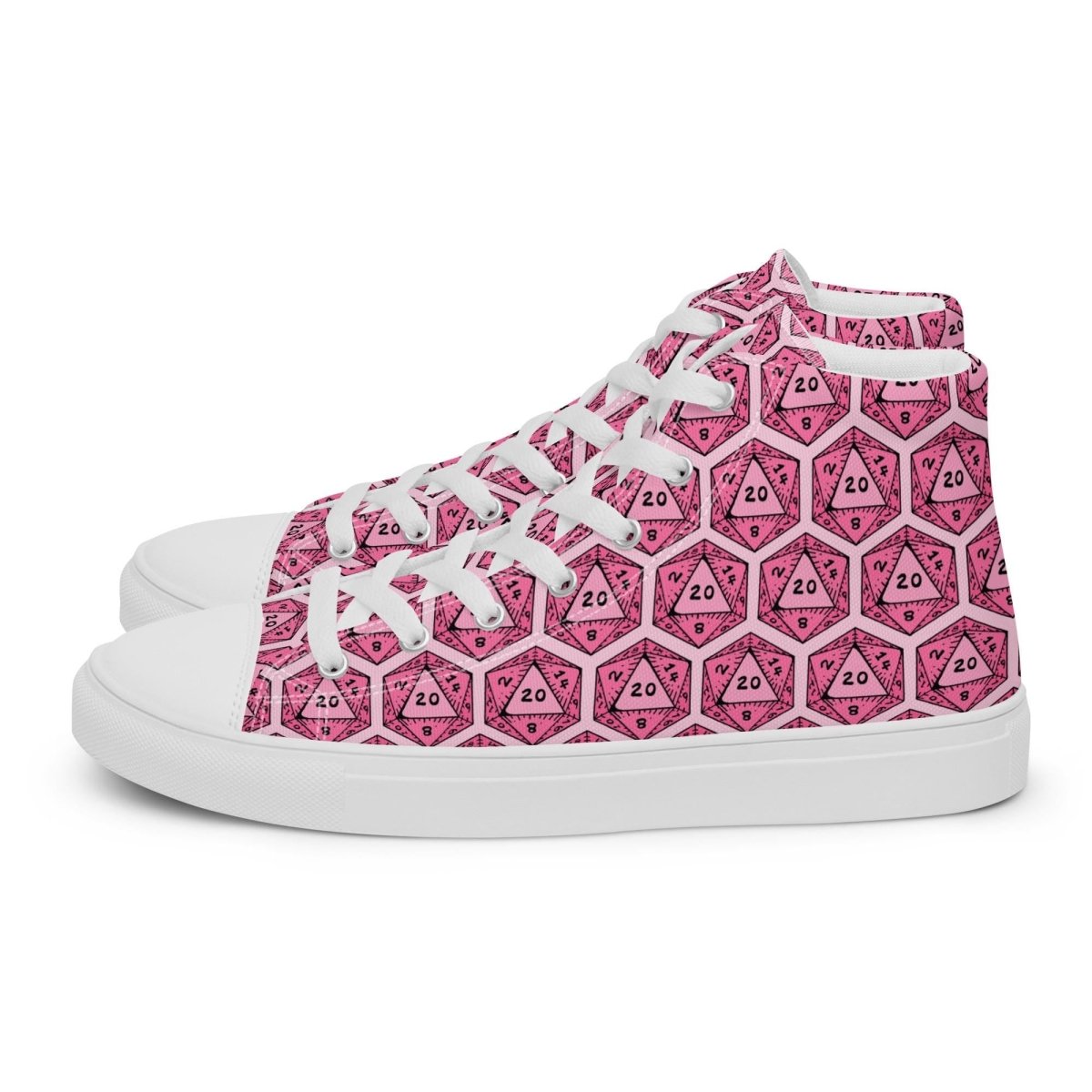 Pink D20 Dice High Top Sneakers | Tabletop RPG Shoes - Resplendent Aurora