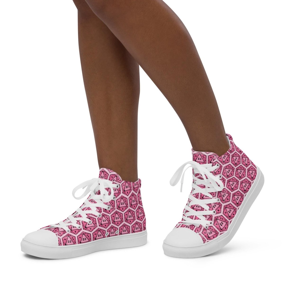 Pink D20 Dice High Top Sneakers | Tabletop RPG Shoes - Resplendent Aurora