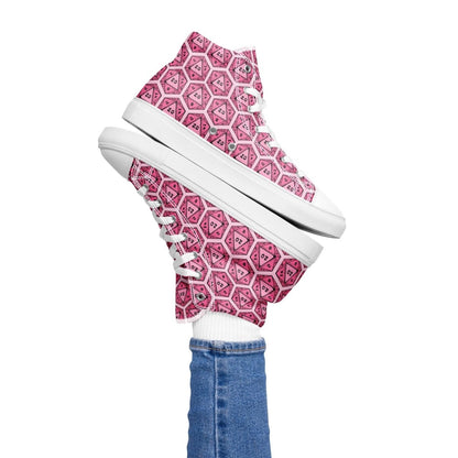 Pink D20 Dice High Top Sneakers | Tabletop RPG Shoes - Resplendent Aurora