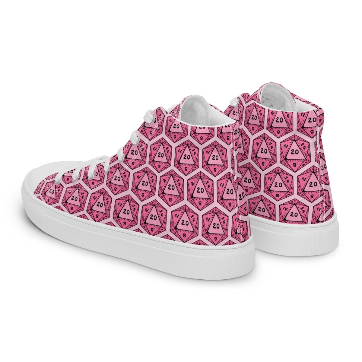 Pink D20 Dice High Top Sneakers | Tabletop RPG Shoes - Resplendent Aurora