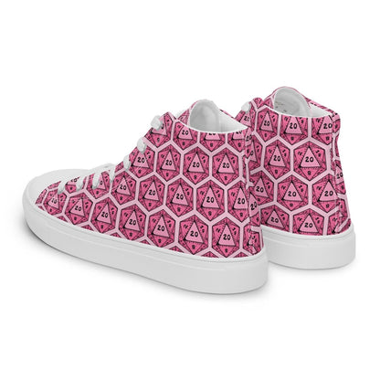 Pink D20 Dice High Top Sneakers | Tabletop RPG Shoes - Resplendent Aurora