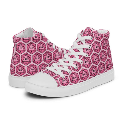 Pink D20 Dice High Top Sneakers | Tabletop RPG Shoes - Resplendent Aurora