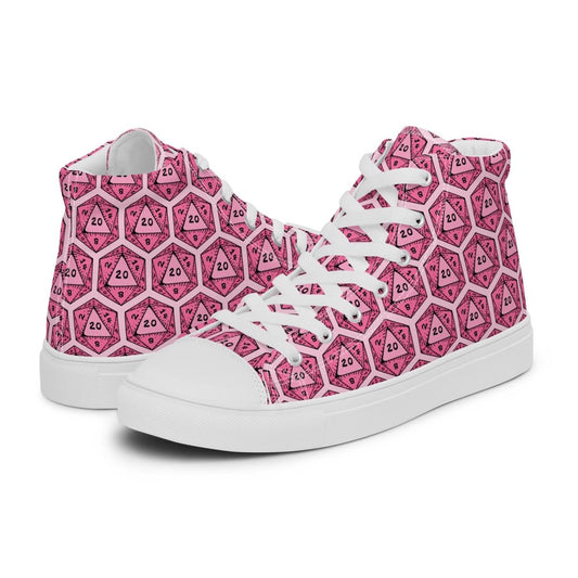 Pink D20 Dice High Top Sneakers | Tabletop RPG Shoes - Resplendent Aurora