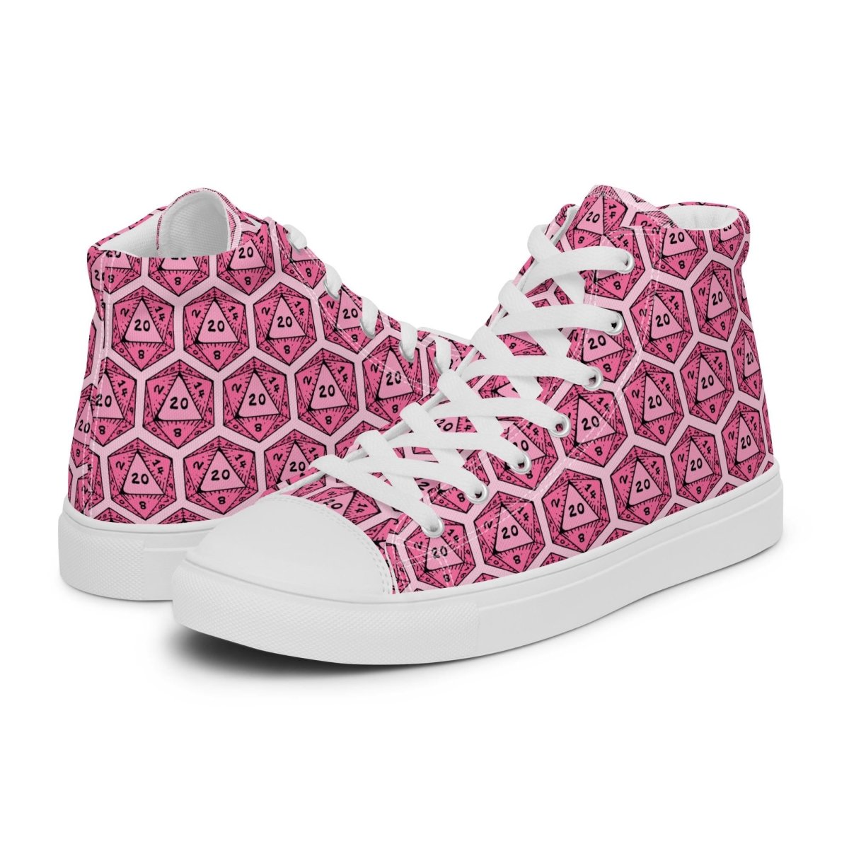 Pink D20 Dice High Top Sneakers | Tabletop RPG Shoes - Resplendent Aurora