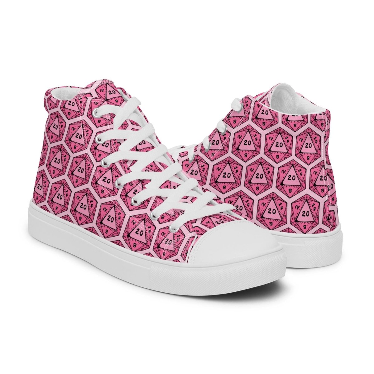 Pink D20 Dice High Top Sneakers | Tabletop RPG Shoes - Resplendent Aurora