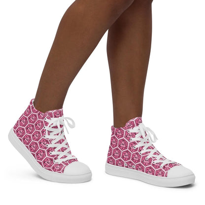 Pink D20 Dice High Top Sneakers | Tabletop RPG Shoes - Resplendent Aurora