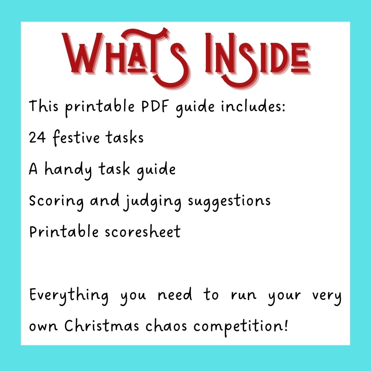 Printable Christmas Task Advent Calendar for Family, Friends or Co - Workers | PDF Download - Resplendent Aurora