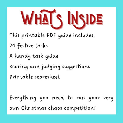 Printable Christmas Task Advent Calendar for Family, Friends or Co - Workers | PDF Download - Resplendent Aurora