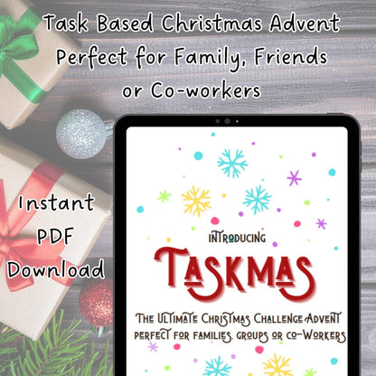 Printable Christmas Task Advent Calendar for Family, Friends or Co - Workers | PDF Download - Resplendent Aurora
