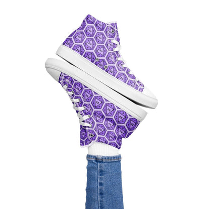 Purple D20 Dice High Top Canvas Shoes | DnD Gamer Sneakers - Resplendent Aurora