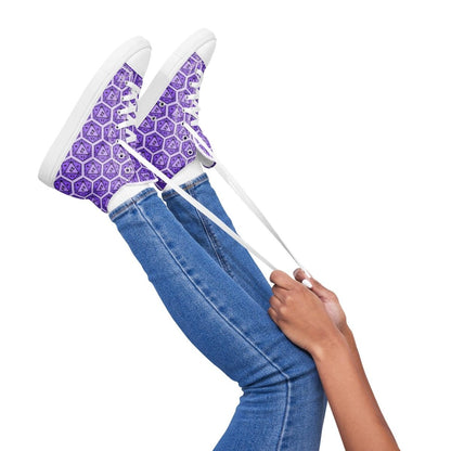 Purple D20 Dice High Top Canvas Shoes | DnD Gamer Sneakers - Resplendent Aurora