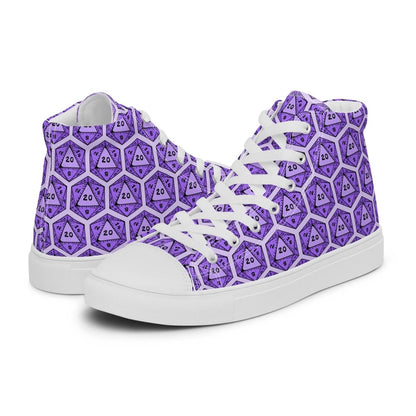 Purple D20 Dice High Top Canvas Shoes | DnD Gamer Sneakers - Resplendent Aurora