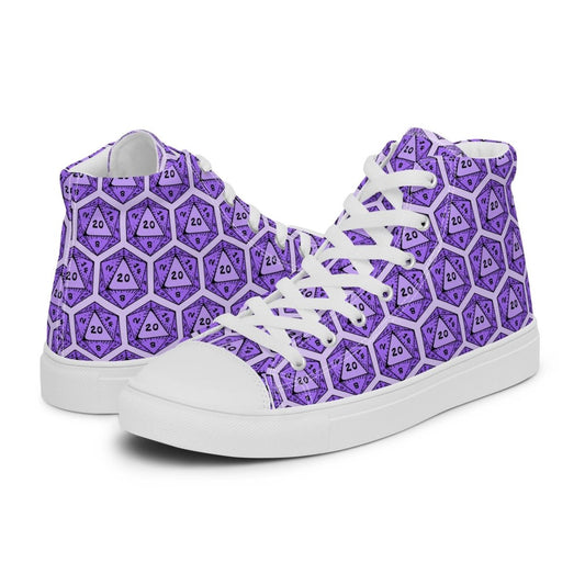 Purple D20 Dice High Top Canvas Shoes | DnD Gamer Sneakers - Resplendent Aurora