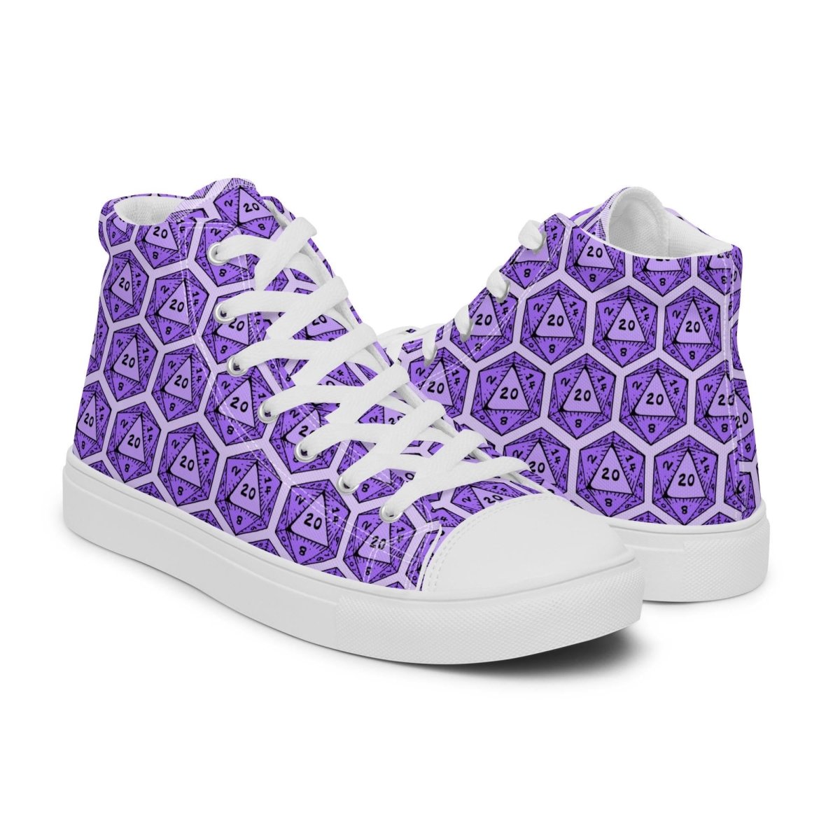 Purple D20 Dice High Top Canvas Shoes | DnD Gamer Sneakers - Resplendent Aurora