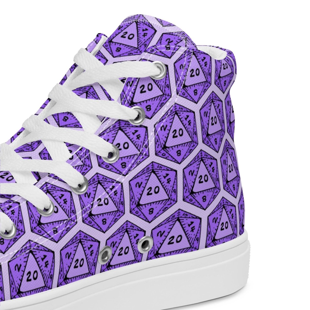Purple D20 Dice High Top Canvas Shoes | DnD Gamer Sneakers - Resplendent Aurora