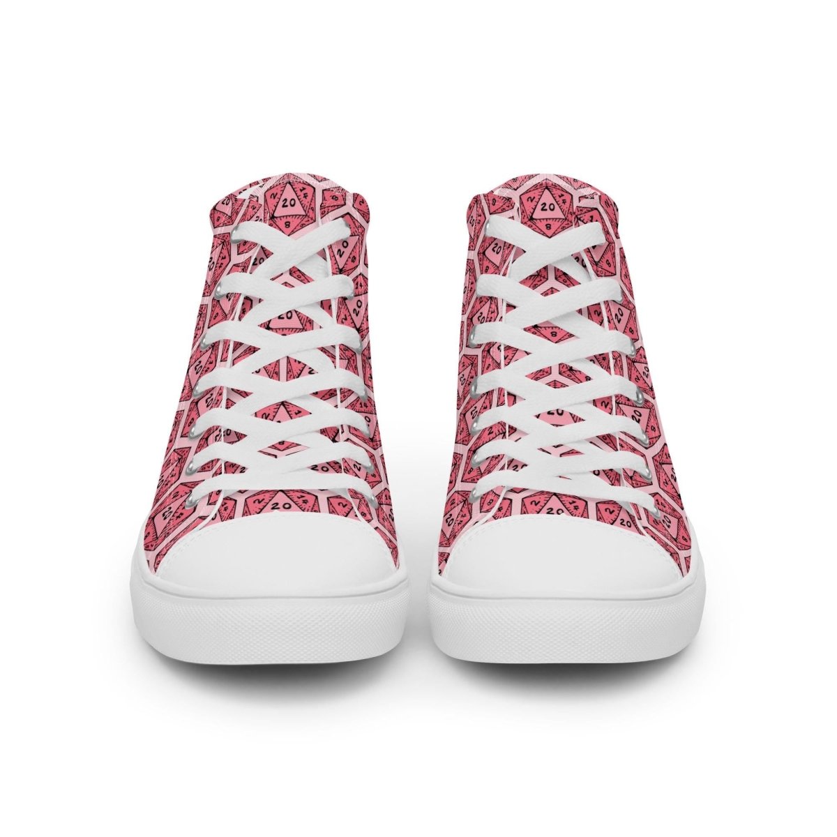 Red D20 Dice High Top Sneakers | Tabletop RPG Dice Pattern - Resplendent Aurora