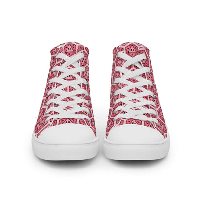Red D20 Dice High Top Sneakers | Tabletop RPG Dice Pattern - Resplendent Aurora