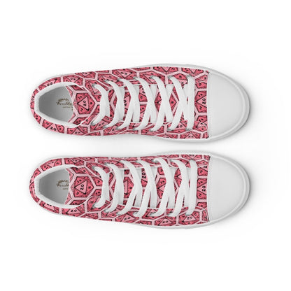 Red D20 Dice High Top Sneakers | Tabletop RPG Dice Pattern - Resplendent Aurora