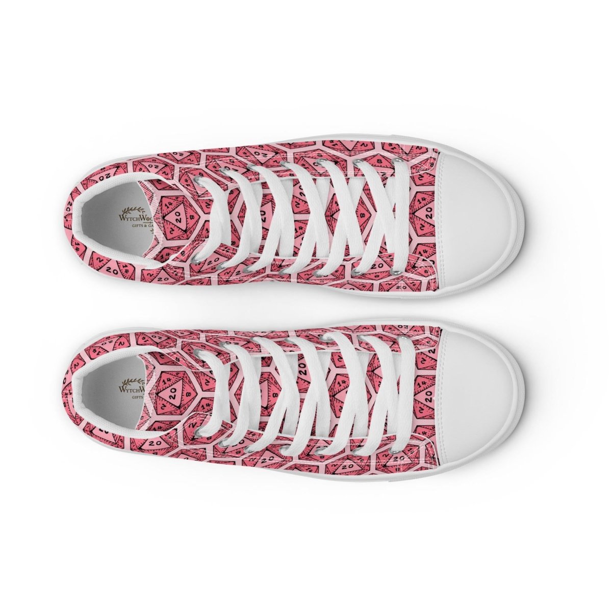 Red D20 Dice High Top Sneakers | Tabletop RPG Dice Pattern - Resplendent Aurora
