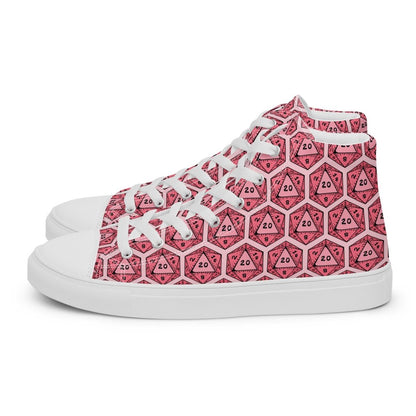 Red D20 Dice High Top Sneakers | Tabletop RPG Dice Pattern - Resplendent Aurora
