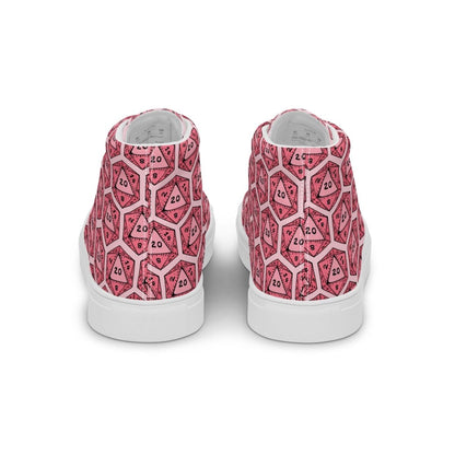 Red D20 Dice High Top Sneakers | Tabletop RPG Dice Pattern - Resplendent Aurora
