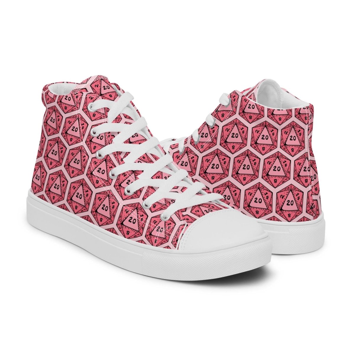 Red D20 Dice High Top Sneakers | Tabletop RPG Dice Pattern - Resplendent Aurora