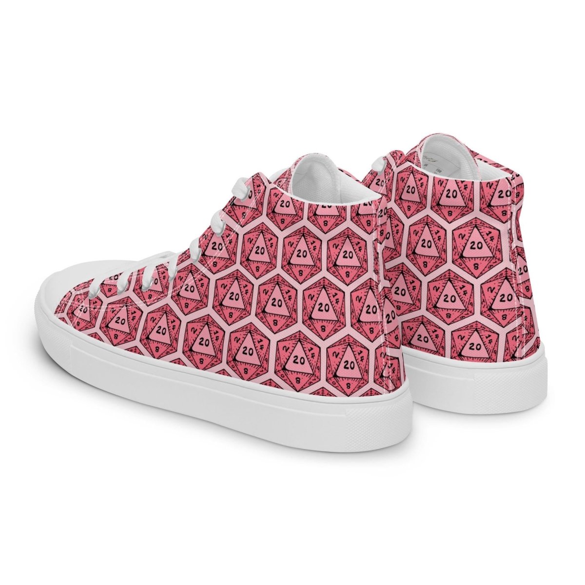 Red D20 Dice High Top Sneakers | Tabletop RPG Dice Pattern - Resplendent Aurora