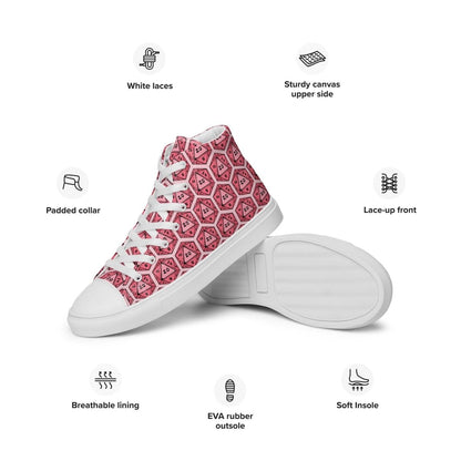 Red D20 Dice High Top Sneakers | Tabletop RPG Dice Pattern - Resplendent Aurora