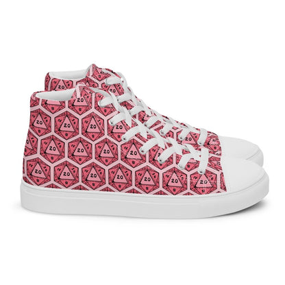 Red D20 Dice High Top Sneakers | Tabletop RPG Dice Pattern - Resplendent Aurora