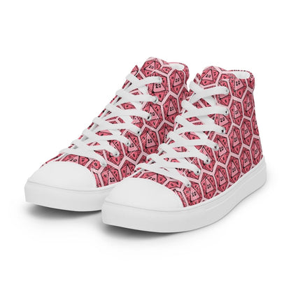 Red D20 Dice High Top Sneakers | Tabletop RPG Dice Pattern - Resplendent Aurora
