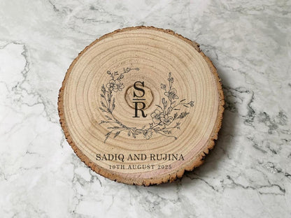 Custom Wooden Cake Stand | Engraved Wedding Anniversary Gift - Resplendent Aurora