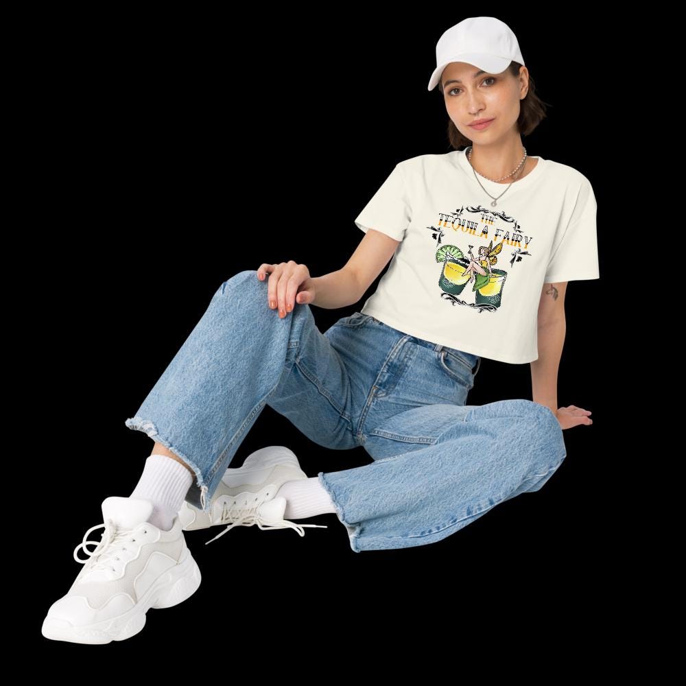 Tequila Fairy Crop Top | Funny Festival Cropped Tee - Resplendent Aurora