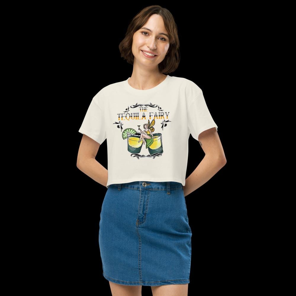 Tequila Fairy Crop Top | Funny Festival Cropped Tee - Resplendent Aurora