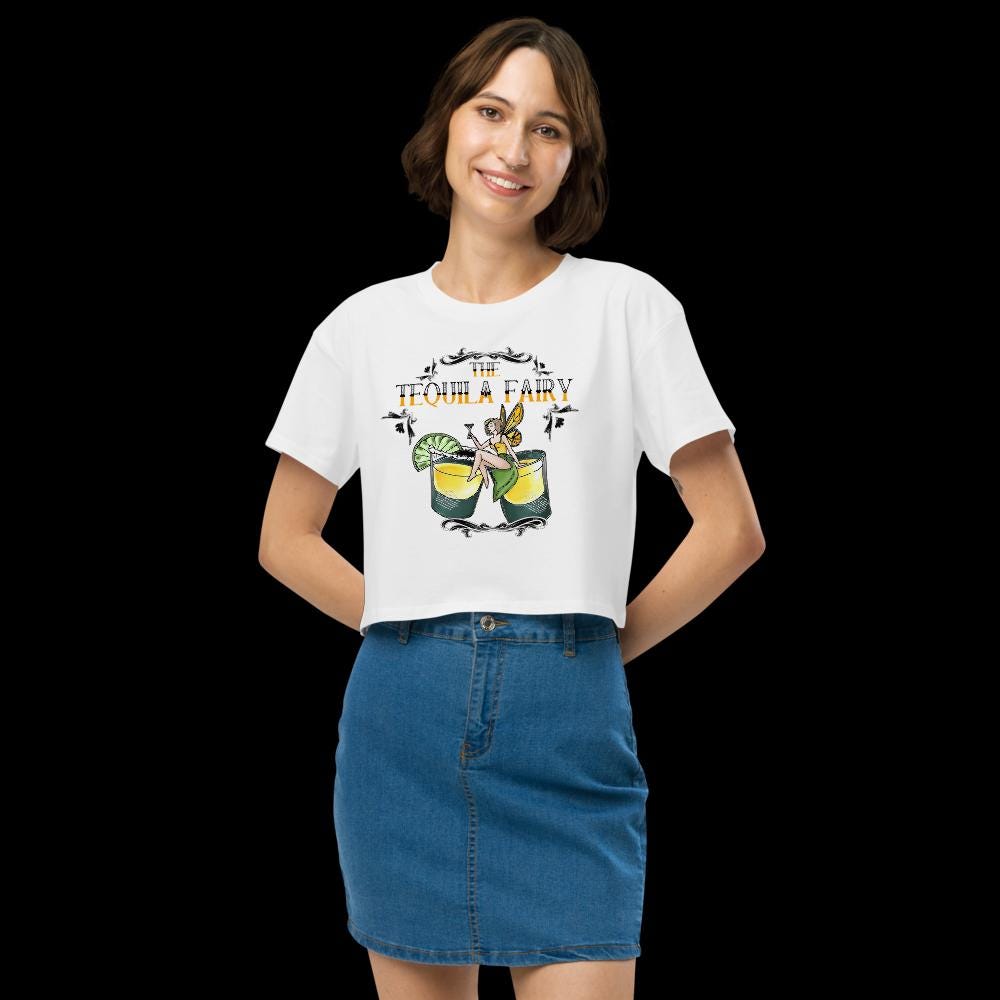 Tequila Fairy Crop Top | Funny Festival Cropped Tee - Resplendent Aurora