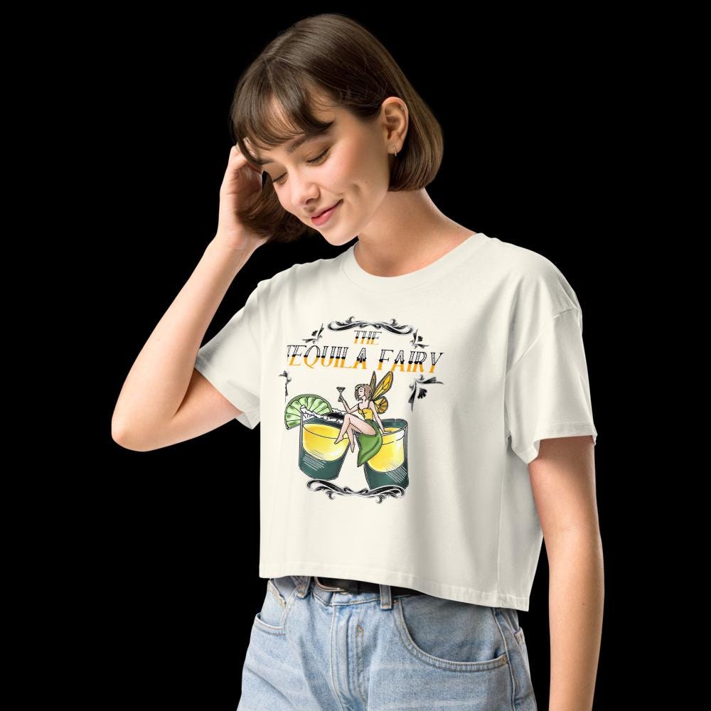 Tequila Fairy Crop Top | Funny Festival Cropped Tee - Resplendent Aurora