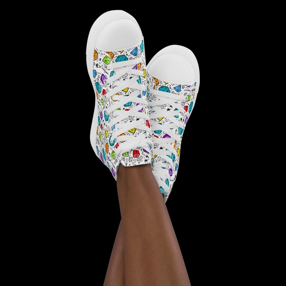 Women's Polyhedral Dice High Top Canvas Shoes | DnD Gamer Sneakers - Resplendent Aurora
