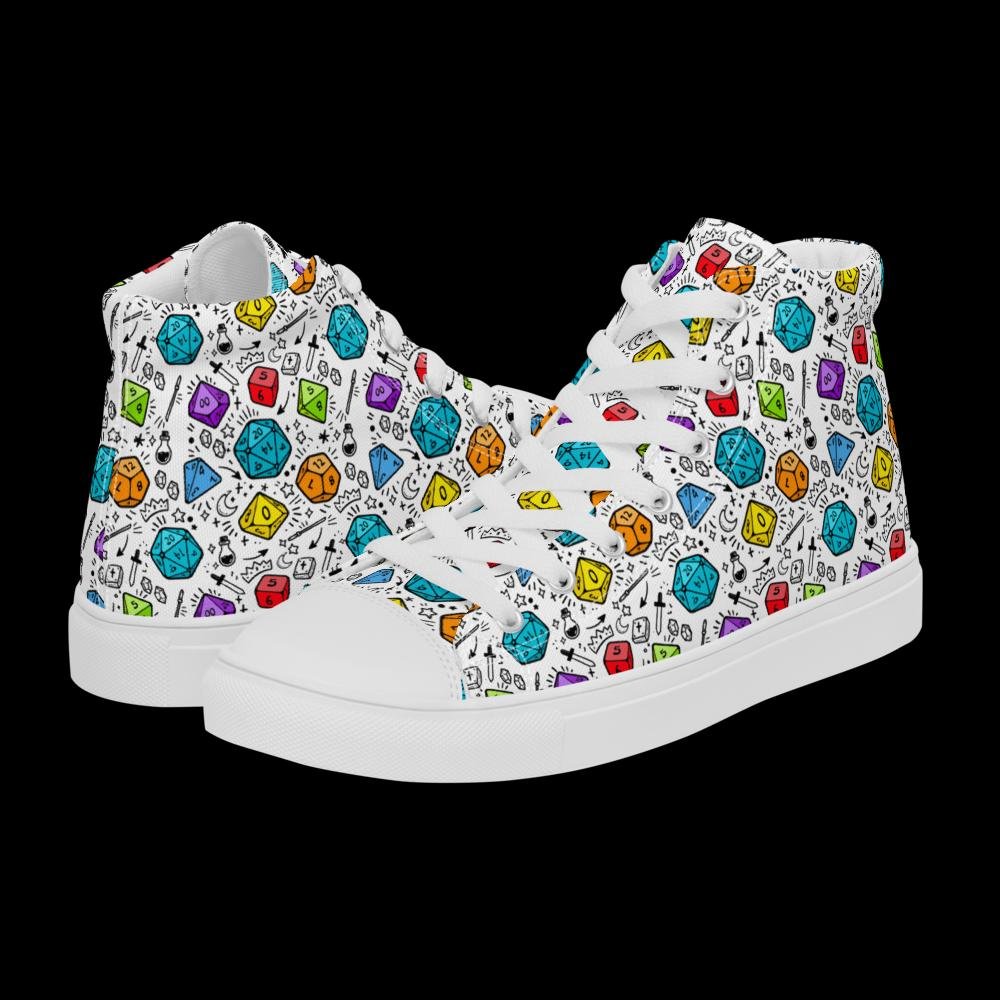 Women's Polyhedral Dice High Top Canvas Shoes | DnD Gamer Sneakers - Resplendent Aurora