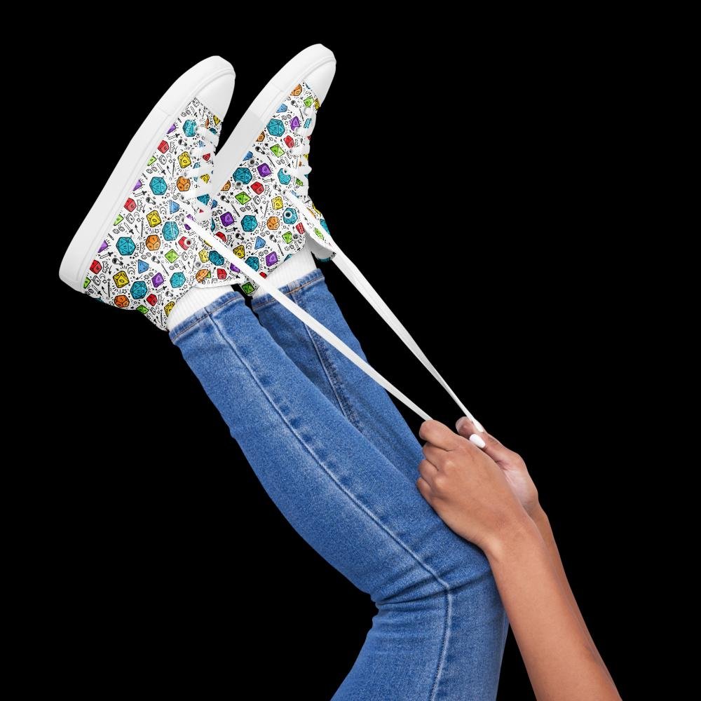 Women's Polyhedral Dice High Top Canvas Shoes | DnD Gamer Sneakers - Resplendent Aurora