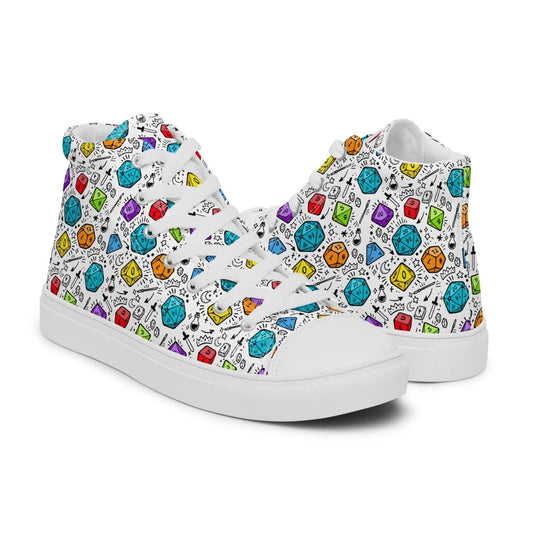 Women's Polyhedral Dice High Top Canvas Shoes | DnD Gamer Sneakers - Resplendent Aurora
