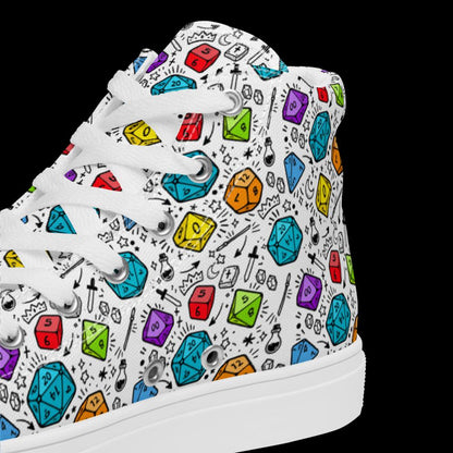 Women's Polyhedral Dice High Top Canvas Shoes | DnD Gamer Sneakers - Resplendent Aurora