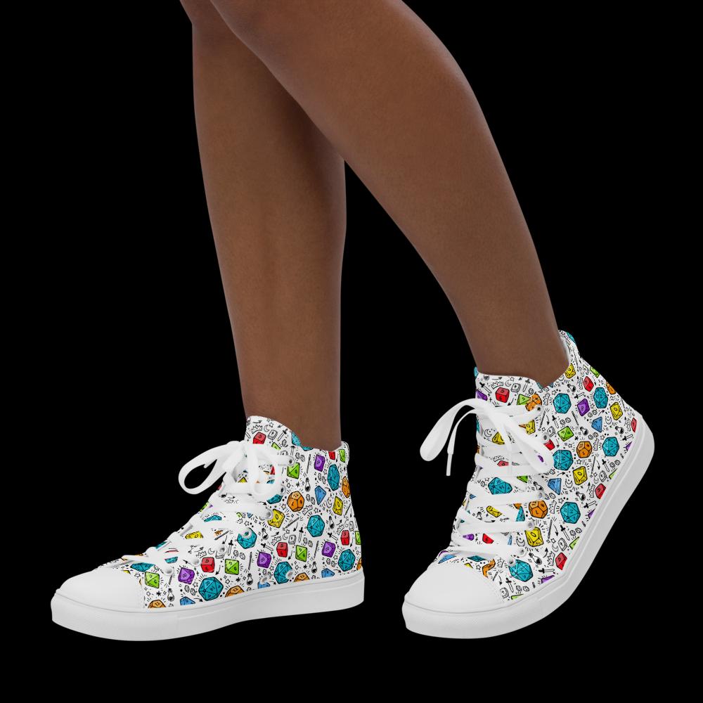 Women's Polyhedral Dice High Top Canvas Shoes | DnD Gamer Sneakers - Resplendent Aurora